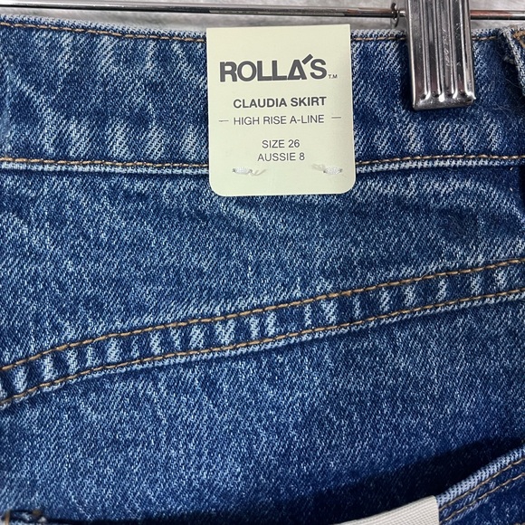 NWT Rolla’s 26” US 4 Claudia High Rise A-Line Denim Skirt in 5031 Sadie Worn - Picture 7 of 9